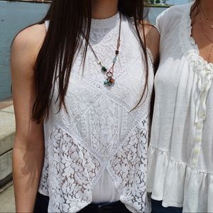 White crocheted top
